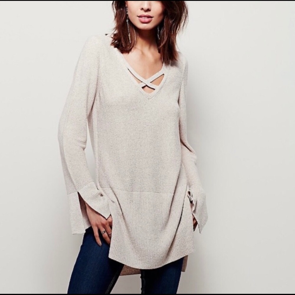Free People Criss Cross Sweater Tunic Size XS